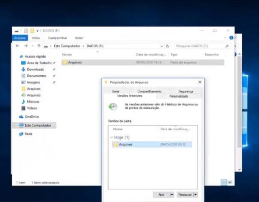Como restaurar versões anteriores de pastas e arquivos no Windows 10? Versões Anteriores Windows 10